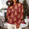 Women's Casual Long Sleeve Christmas Print Neck Pullover Sweatshirt