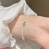 Trendy Pearl Imitation Jade Bracelets Chinese Style Luck Gold Medal Pendant Beaded Bracelet for Women  Jewelry Gift