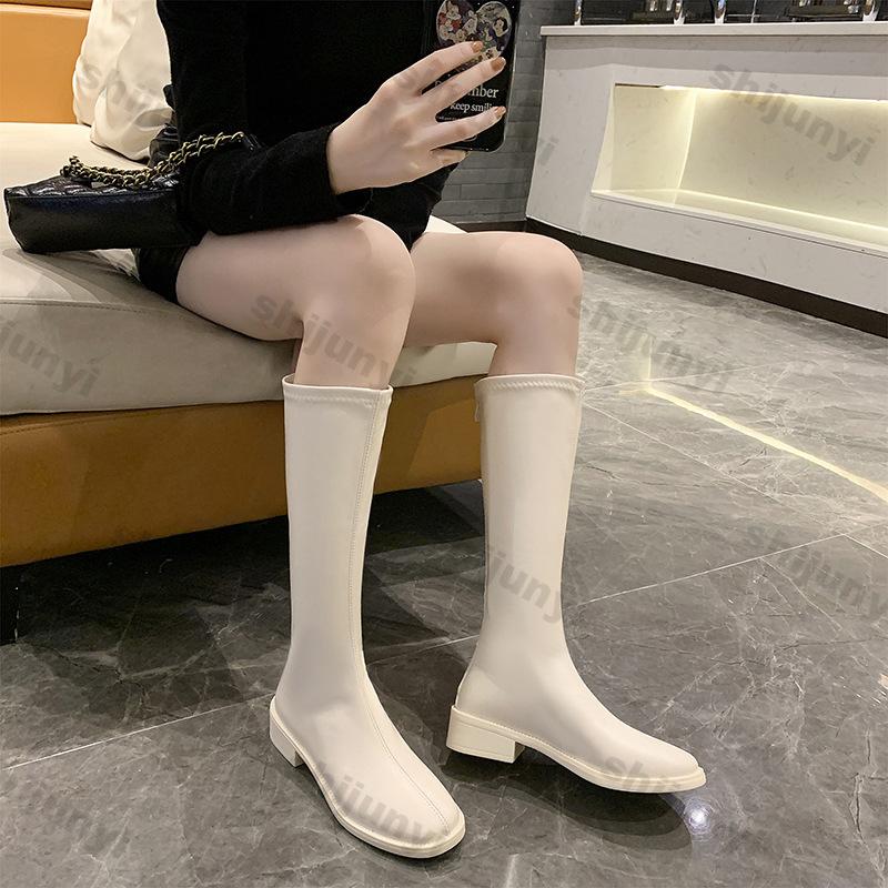 Fashion Women's Knee-length Boots Women Zipper Thick High Heels Sexy Square Heel Thigh High Heels 2025 Luxury Autumn Winter Heeled Boots
