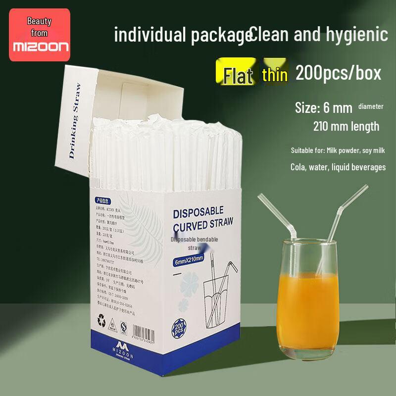 

ZISIZ Individually Wrapped Disposable Plastic Straws
