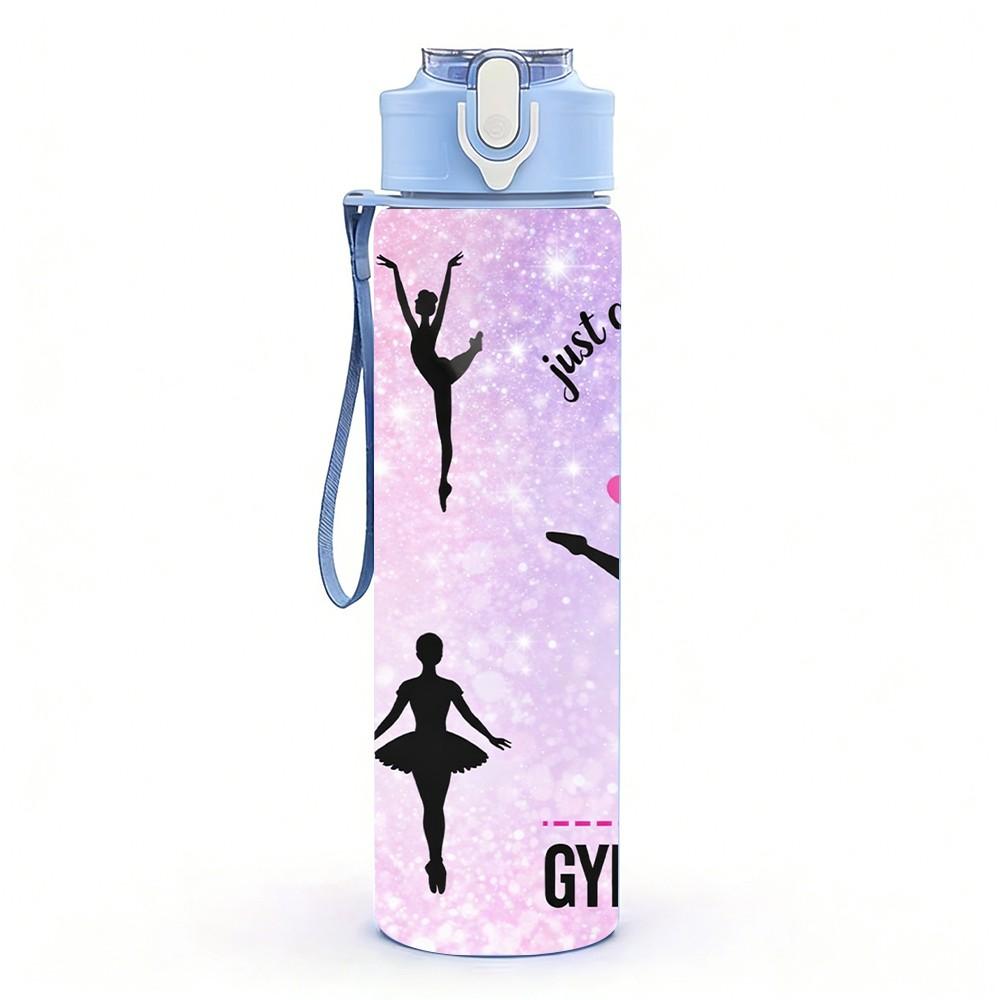 1PC Gymnastics Girl Sport Inspire Quote Art 750ml Color Plastic Sports Water Bottle Leakproof Flip Straw Lid Suitable for Sports Office Home Use