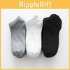 Moisture-wicking Men's Summer Cotton Black Invisible Boat Socks Lightweight White