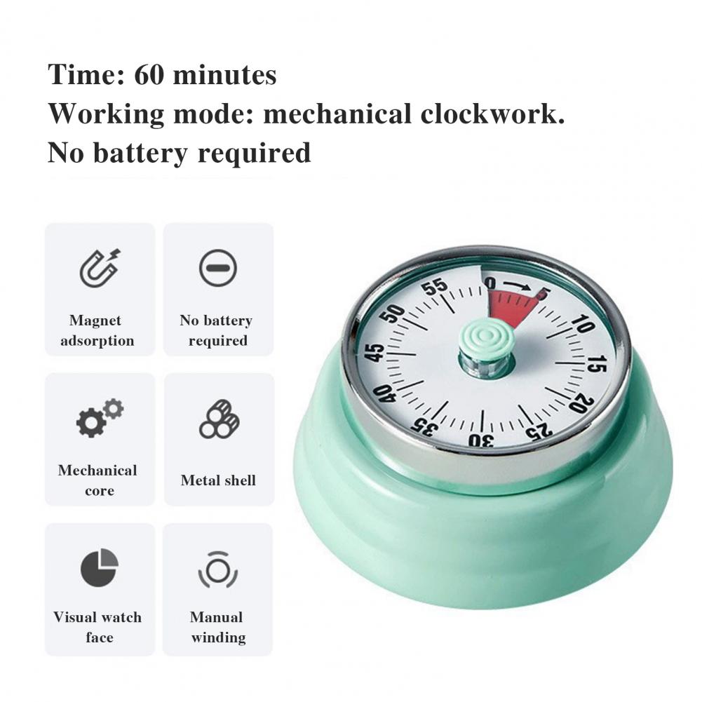 Magnetic Base Kitchen Timer 60-minute Mechanical Timer with Magnetic Base for Kitchen Visual Countdown for Time for Children