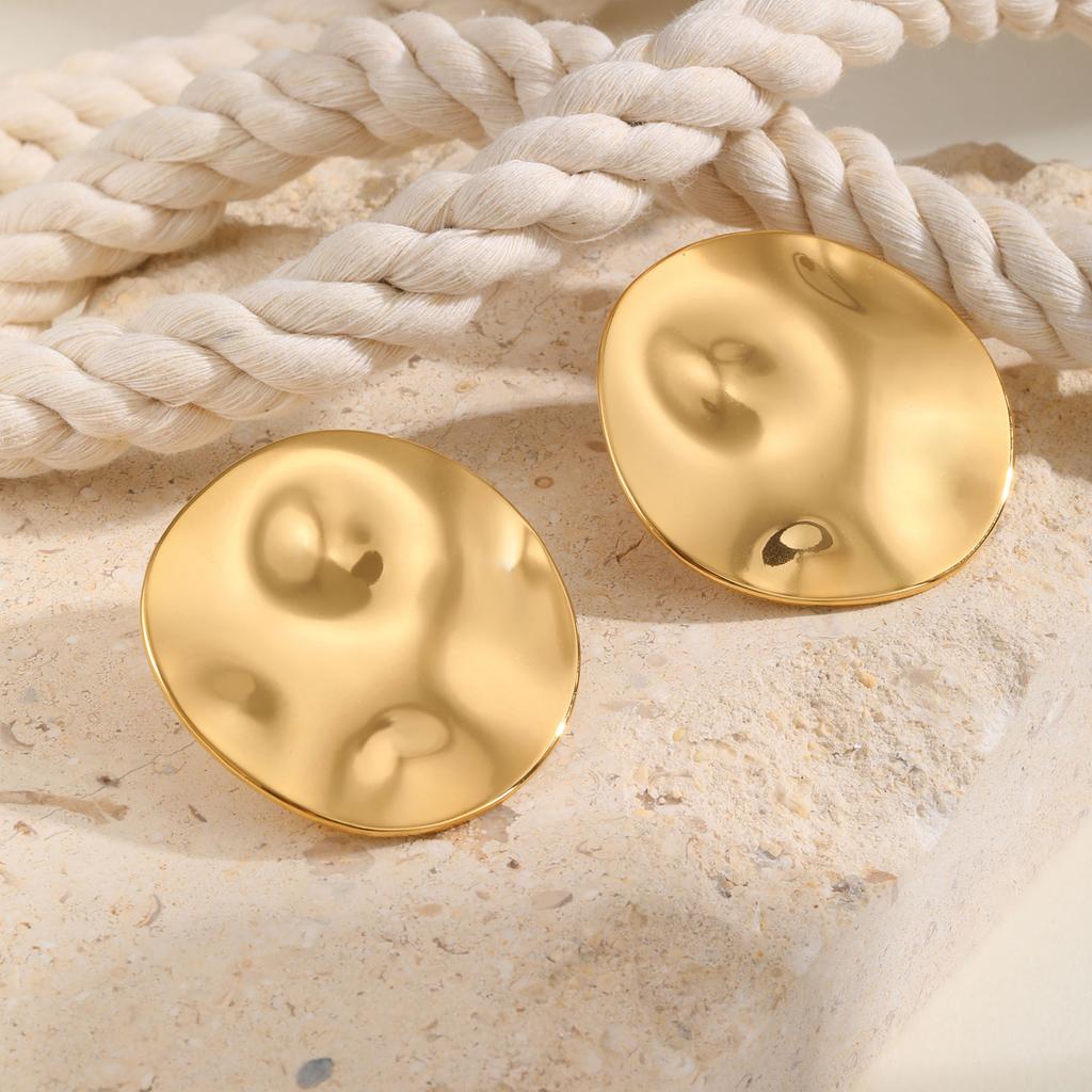Retro Exaggerated Irregular Earrings for Women,Gold Plated Stainless Steel Oval Earrings,Trendy Jewelry Mother's Day Gift
