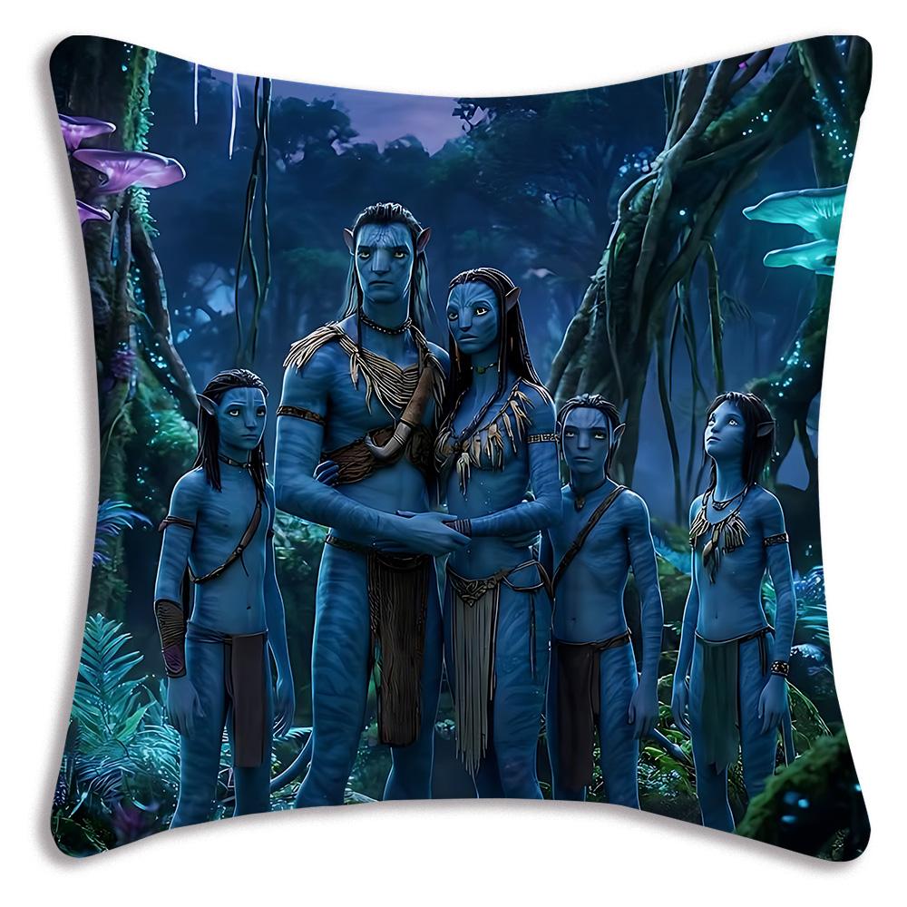 Movie Avatars W-Water Way Pillow Covers Cartoon Sofa Decorative Home Double-sided Printing Short Plush Cute Cushion Cover