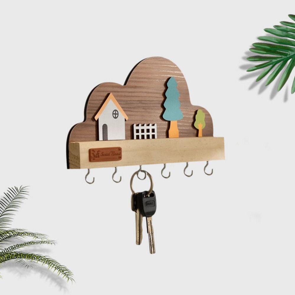 No-Drill Key Storage Hanging Hook Solid Wood Coat Rack Practical Door Wall Hook  Home Decor
