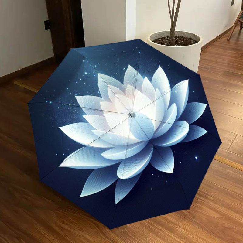 

1pc Lotus Flower Print Automatic Open/Close Umbrella, Folding Compact Umbrella with Lightweight Design for Women/Men yy251011110