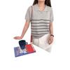 Striped short-sleeved knitted sweater top spring and summer new polo collar half zipper versatile loose and thin T-shirt women