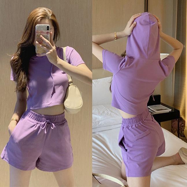 

2024 Women s Summer Sportswear Set: Short Sleeve Top & Wide Leg Shorts for Yoga, Fitness & Running M