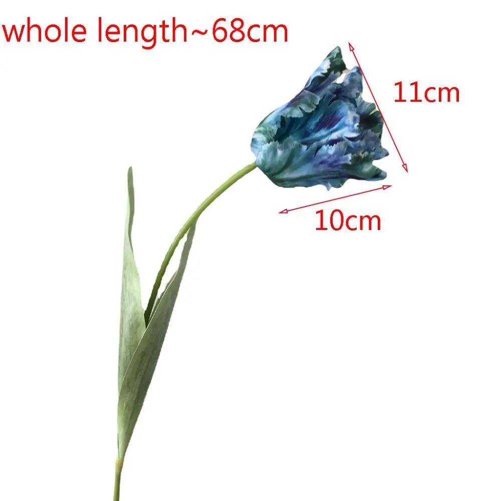 Real Touch Elegant Vase DIY Photography Props Silk Flower Table Decoration Artificial Parrot Tulip Wedding Bouquet Fake Flower