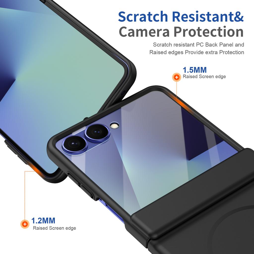 High Definition Magnetic Hinge PC Phone Case for Samsung Galaxy Z Flip 7 FE 6 5 4 With Tempered Film Anti Drop Masafe Cover