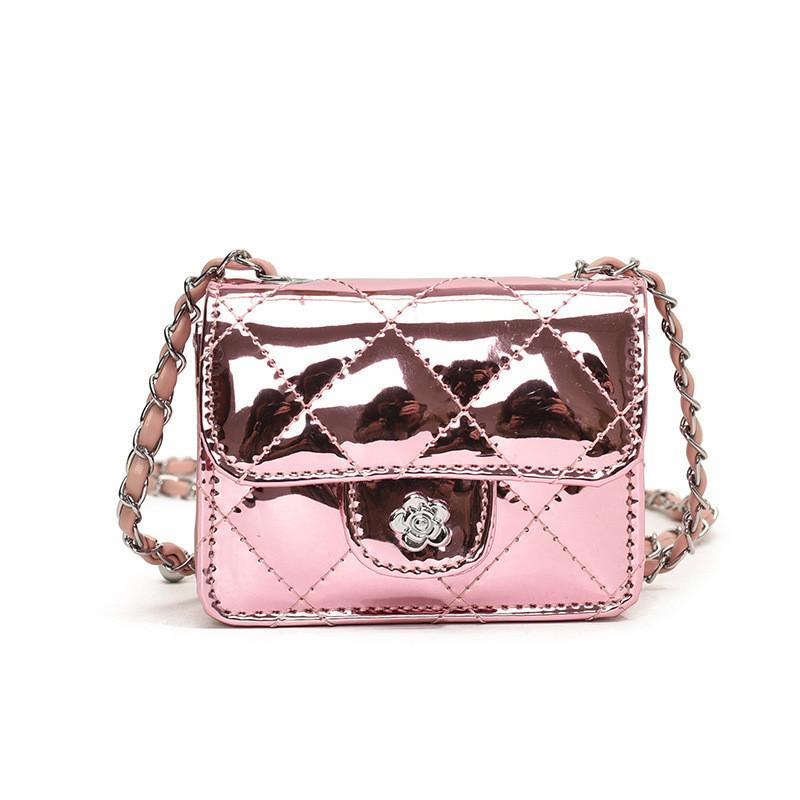 Fashionable Unisex Children Crossbody Bag With Shiny Iridescent Pu Material розовый
