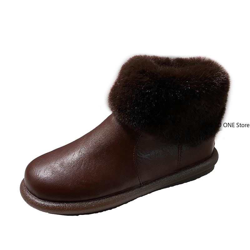 

Ботильоны женские женские кожаные ботинки из натурального меха лисы брендовые зимние ботинки теплые черные с круглым носком повседневные женские зимние ботинки 35 коричневый