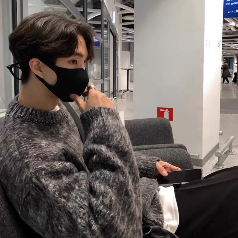 

Мужской зеленый мохеровый ретро-свитер - корейский осенний стиль 2XL