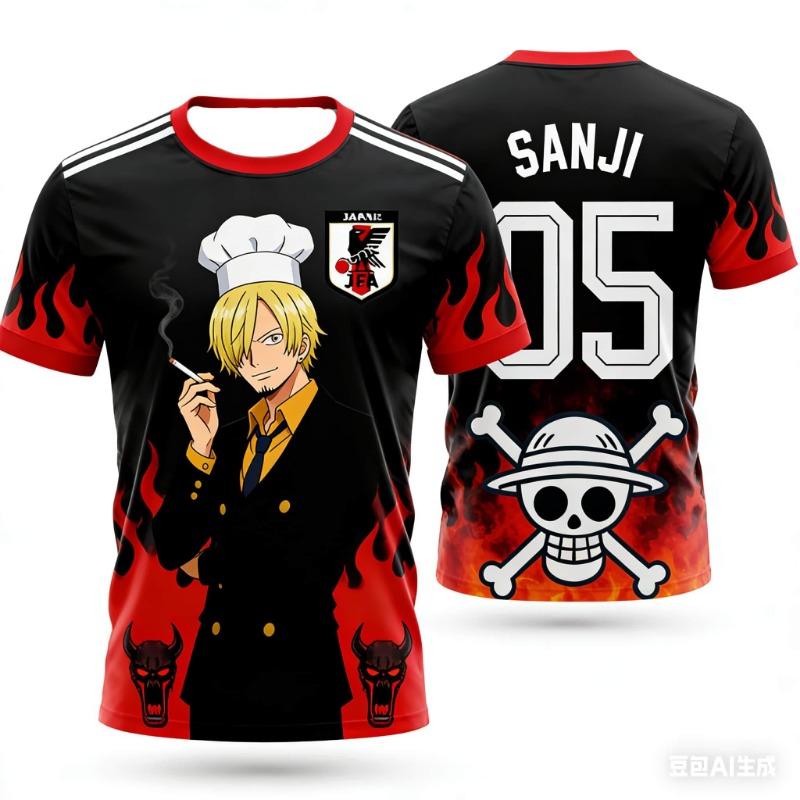2026 Summer Japan One Piece Luffy Football Jersey Men T-shirt Football Special Jersey Adult Family Matching Quick-Drying T-shirt