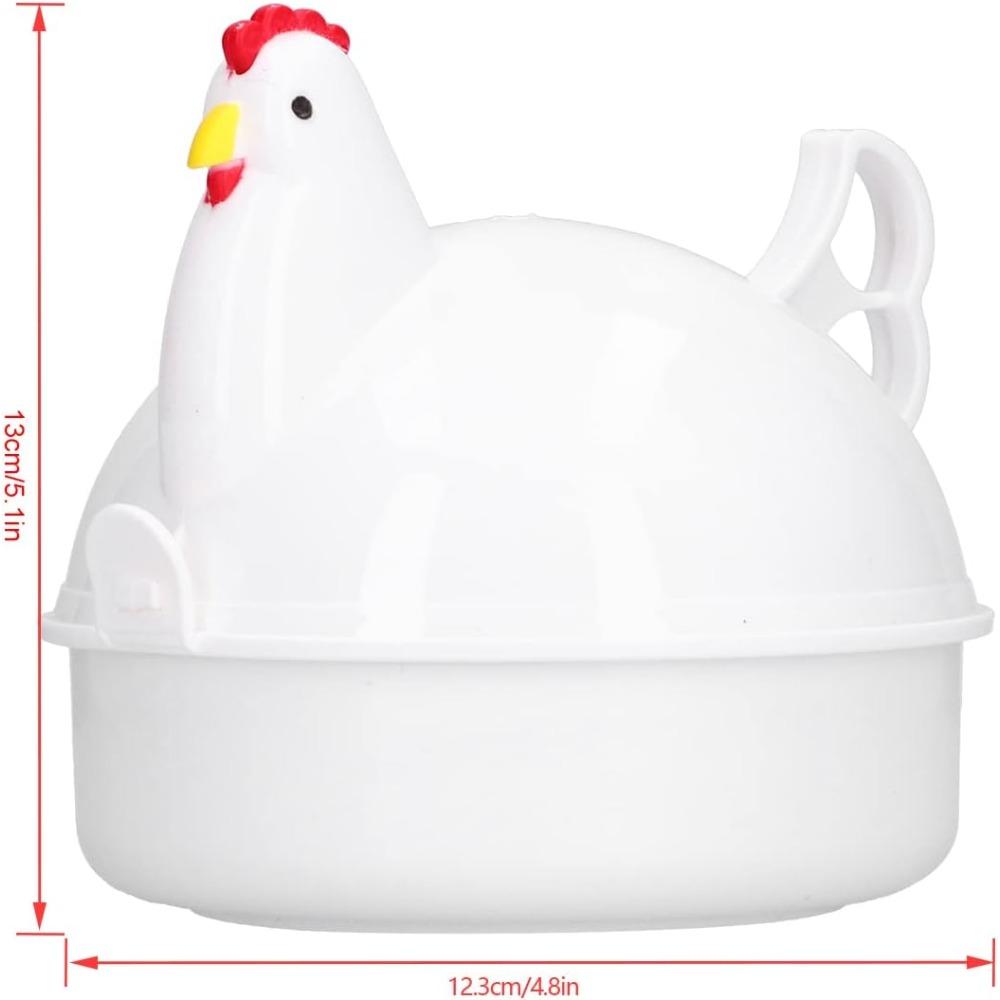 Chicken Shaped Microwave Egg Cooker, Can Cook 4 Eggs, Hard Plastic Shell, Aluminum Alloy Material, Can Cook Eggs Soft or Firm.