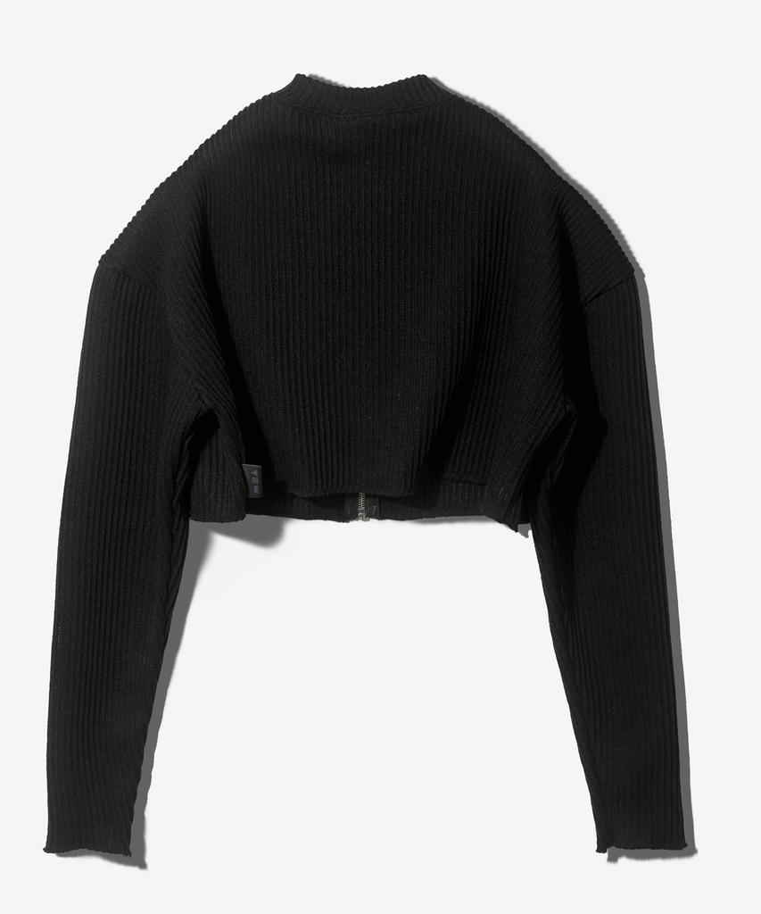 Paensyo Crop Knit Zip Up - Black