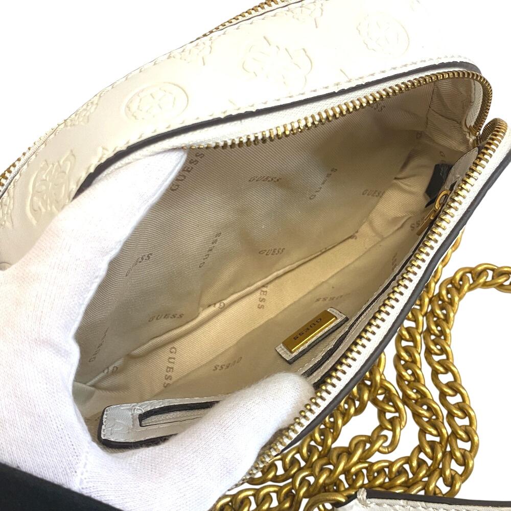 Guess Compact Leather NOELLE Crossbody Camera Body Bag White Leather Women Used