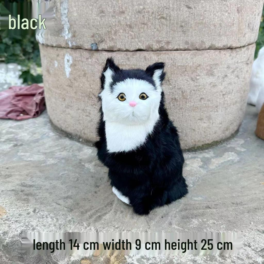 Simulated Kitten Squatting Cat Fur Craft, Zodiac Animal Figurine Toy for Dogs, Cats, and Rabbits.