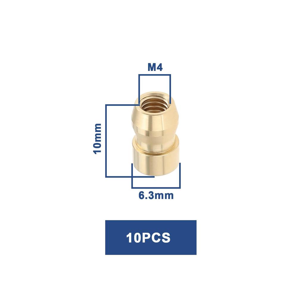 SING F LTD 10pcs M4 Spark Plug Terminal Nut Brass