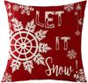 Red Plaid Sofa Linen Christmas Pillow Cover Reindeer Snowflake Home Cushion Cover