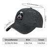 Cute Dog Print Washed Denim Baseball Cap Adjustable Curved Brim Outdoor Breathable Hat