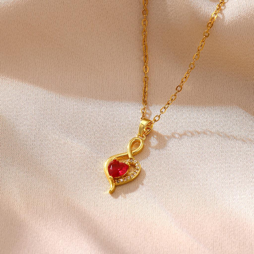 Gold Color Mom Necklace Colorful Butterfly Women Charm Red CZ Heart Musical Note Pendant Dainty Jewelry For Mather Birthday Gift