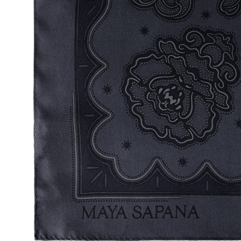 MAYA SAPANA Printed Silk Square Mini Scarf - Dark Shadow