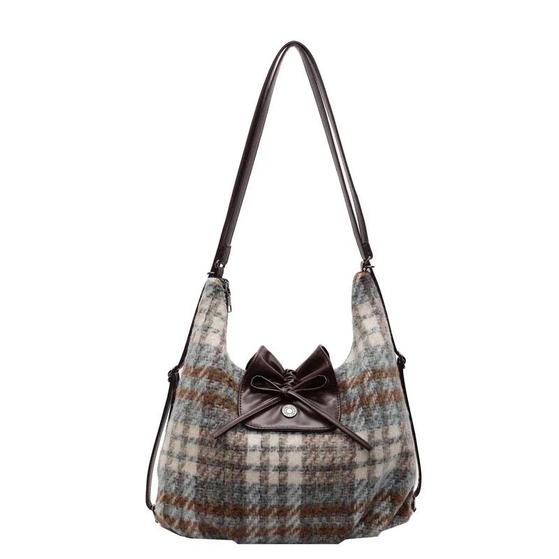 Modische Wollhandtasche für Damen neue einzelne Schulter Bogenmode Pendlerrucksack