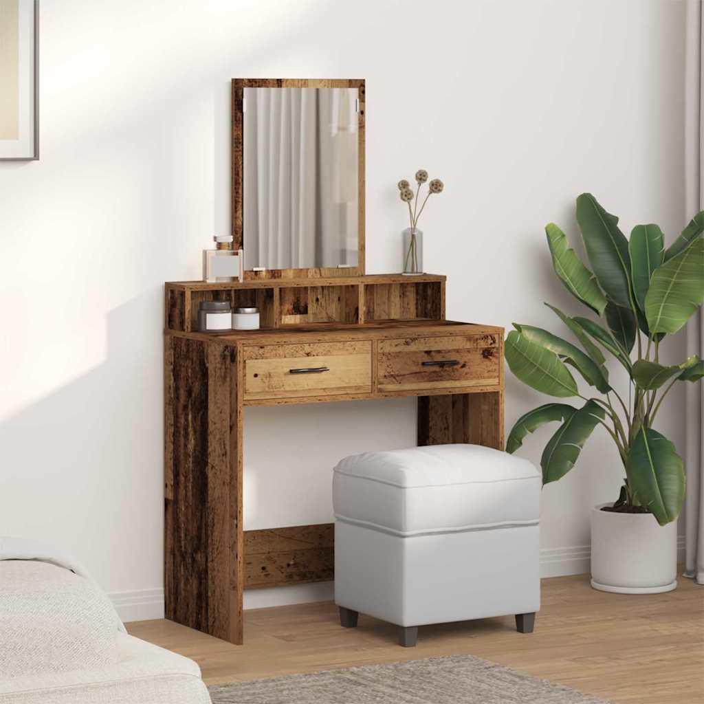 Vintage style Makeup Table with Shelf 79 x 41 x 140 cm Engineered Wood