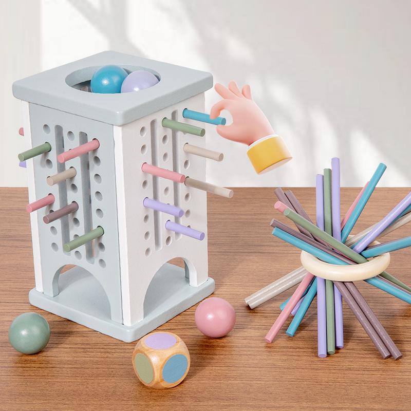 Красочная деревянная игра в кости и палочки: Монтессори развивающая игрушка для взаимодействия родителей и детей