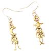 1 Pair Versatile Bohemian Earrings with Moon and Star Carved Pendant Design for Stylish Women Fashion Dangle Ear Studs