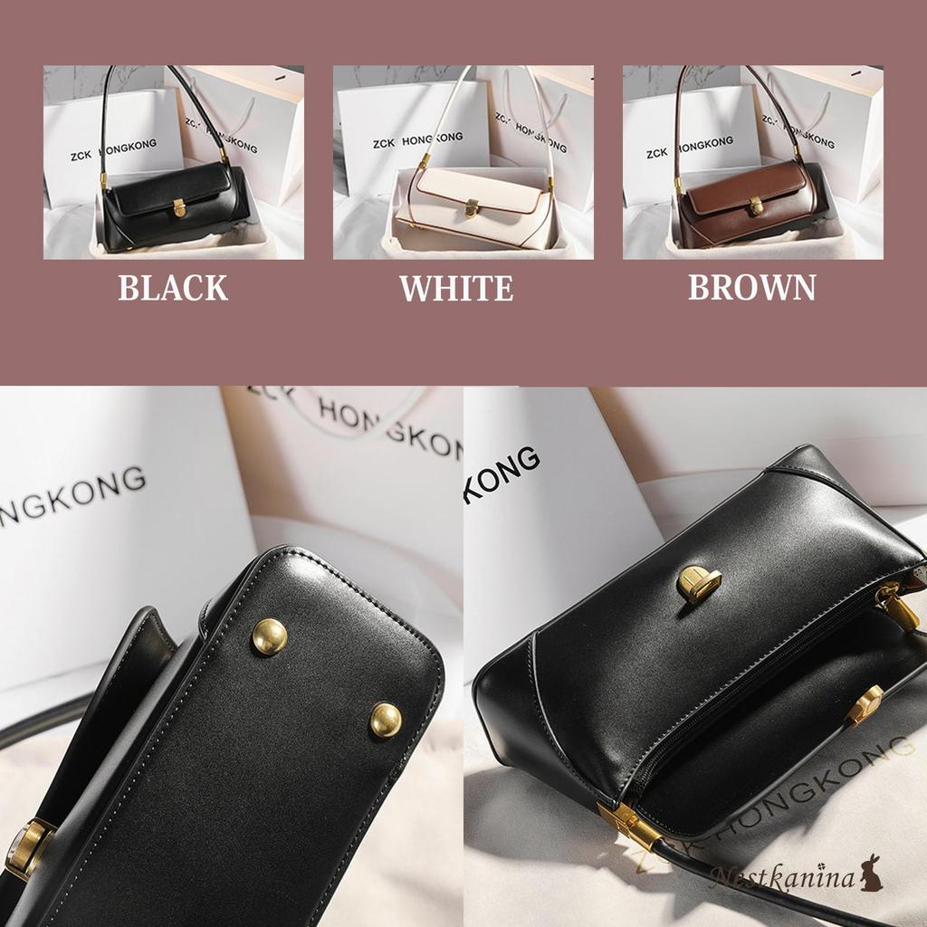 Nestkanina Genuine Leather Shoulder Bag, Stylish, Simple, Compact, Women's Leather Bag, Cowhide Leather, BG035 (Brown)