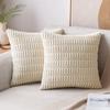 Green Soft Boho Striped Corduroy Throw Pillow Covers, Modern Farmhouse Decor for Sofa Living Room Bed Car 45x45CM Cushion Cover