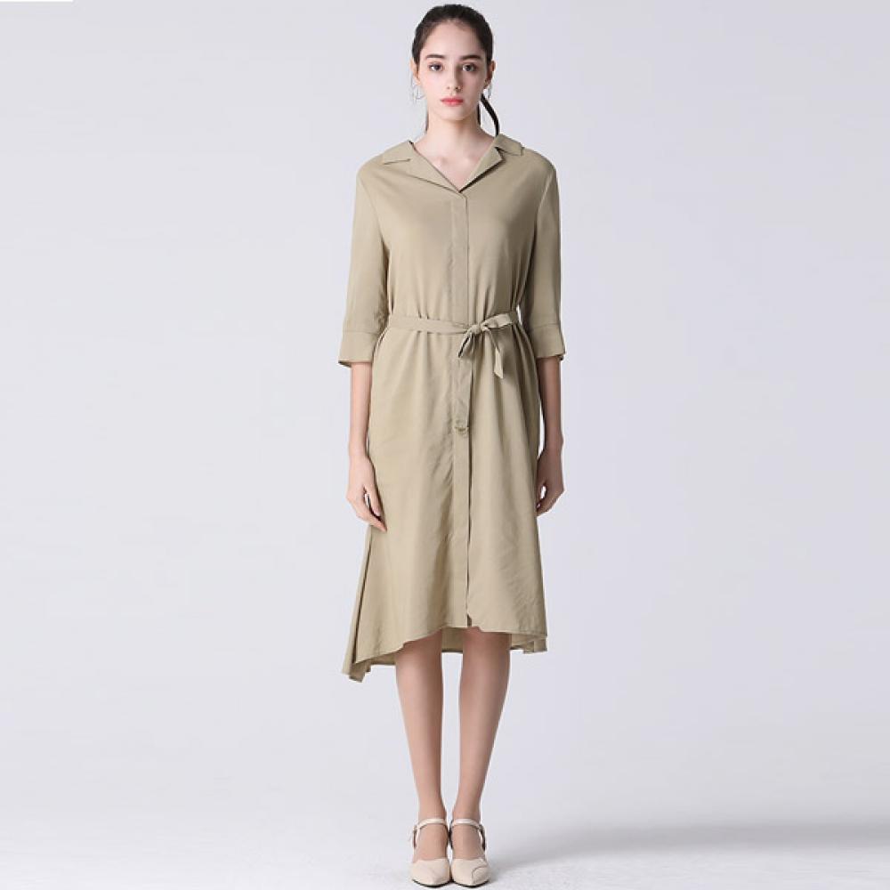 

She S Miss Alice Льняное платье из 7 частей с поясом Light Khaki (LK)/55