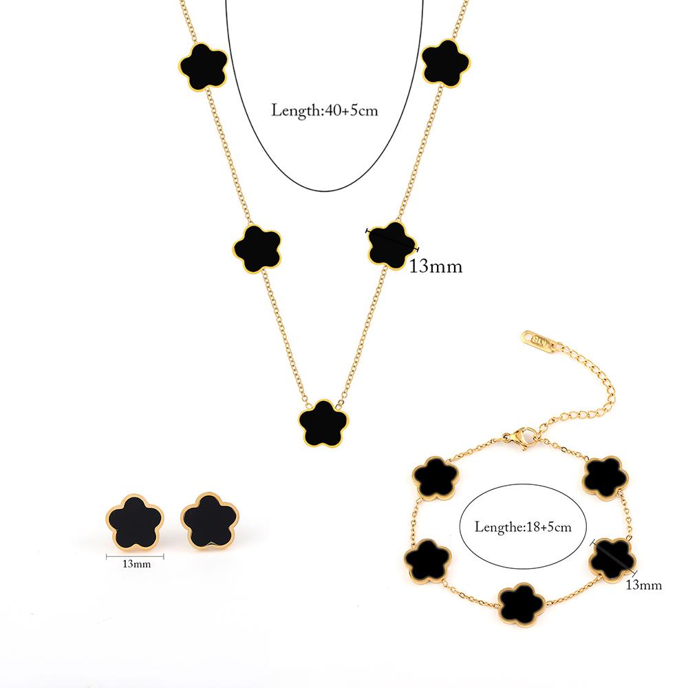 ALTERA 2023 Högkvalitativt Rostfritt Stål Lyxigt Fembladig Blomma Hänge Zirkon Set/3st för Kvinnor Klöver Armband Zirkon Gåva