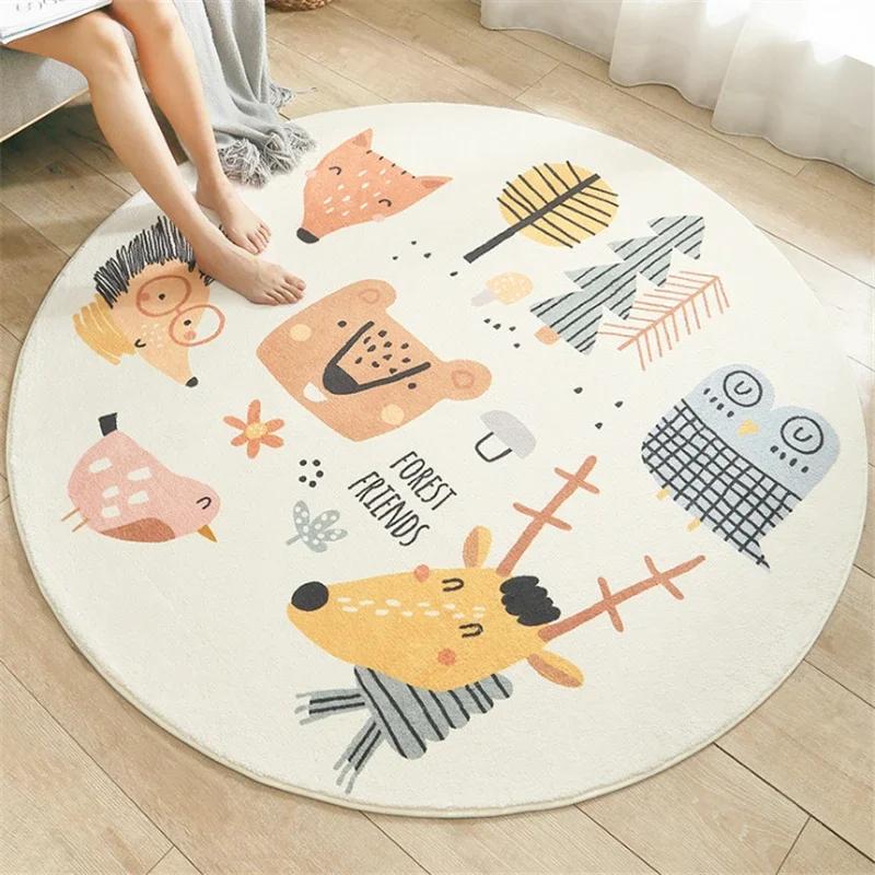 100x100cm Round Soft Lamb Cashmere Cartoon Home Living Room Non-Slip Sofa Floor Carpet Children Bedroom Decoration Rugs