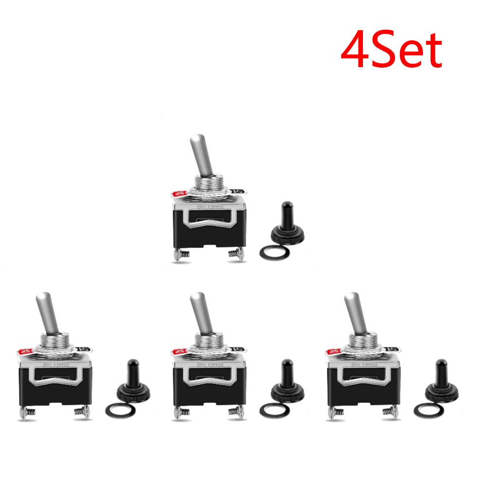 Boot SPST Rocker Switch Car Boat Rocker Toggle Switch 2Pin Metal Waterproof Boot Cap Cover SPST ON/Off Switch for Auto Car Boat