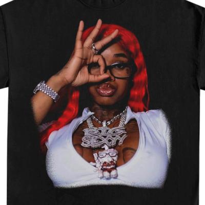 VTG Sexyy Red Rapper Collage Black T-shirt Short Sleeve All Sizes 1F1188 Unisex T-Shirt