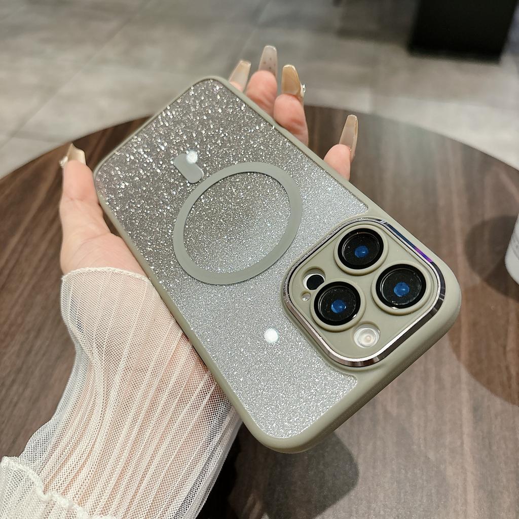 Applicable To IPhone 17 Gold Shield Flash Powder Magnetic Suction Phone Case Apple 16proMax Full Inclusive Anti Fall 15 Protective Case 14