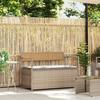Garden Bench with Storage Space and Cushions Beige Poly Rattan