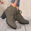 Women's Casual Block Heel Ankle Boots Lace Up Side Zipper Platform Short Boots Woman 2025 Autumn Comfort Chunky Heel Botas Mujer