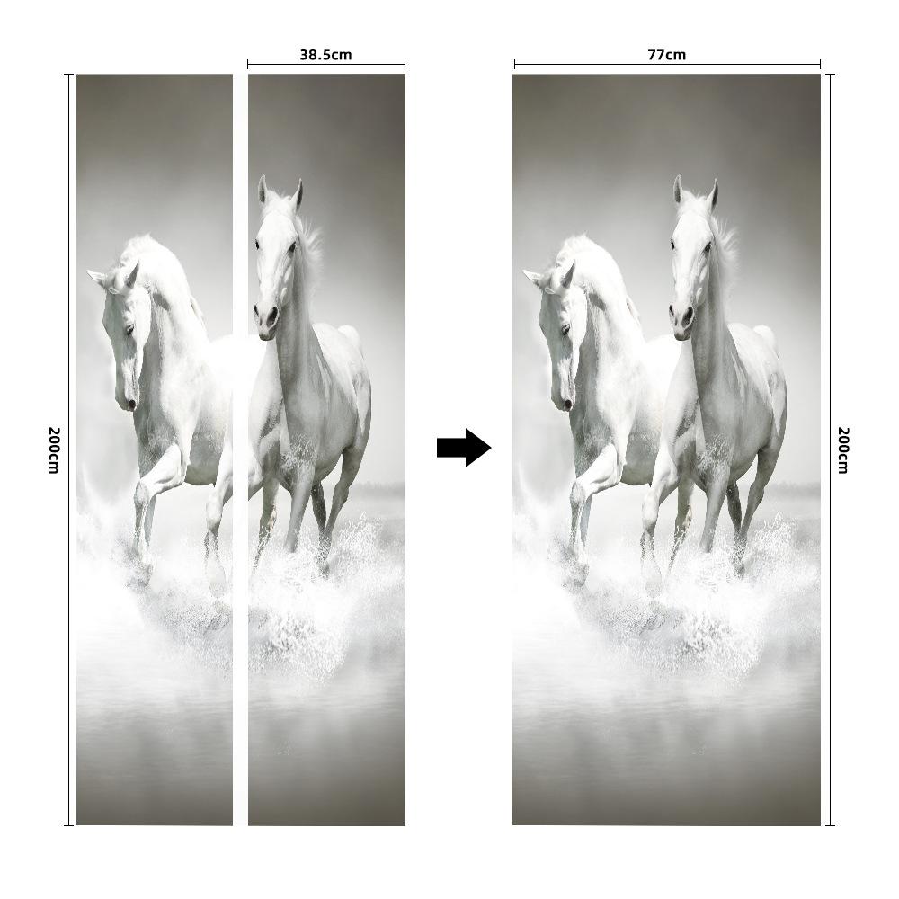Meiji Creative Environmental Protection Stallion 3D Door Sticker Renovation Self-Adhesive Bedroom Wall Sticker Direct Sales Door Frame