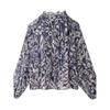 Fashion Wind 2024 Spring New Niche Loose Puff Sleeves Metal Color Line Print Blouse 2429106 330