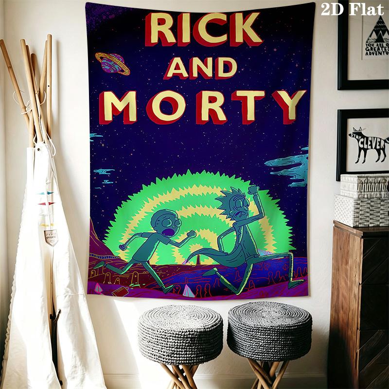 Rick Morty Cosmic Adventure Tapestry Fashion Print Wallmounted Homestay Soft Decoration Tapestry Soft Christmas Gift
