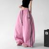 Hip Hop Gestreifte Cargohose Damen Streetwear Vintage Y2K Fallschirmhose Locker Sommer Amerikanischer Bf Hohe Taille Buchstabenhose