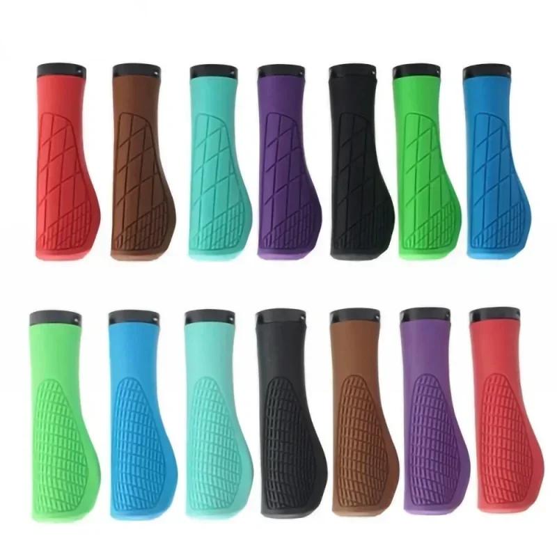 1 Pair Bicycle Grip MTB Silicone Grip Ergonomic Anti-slip Bicycle Handlebar Cover Mountain Bike Riding Shockproof Handlebar Grip