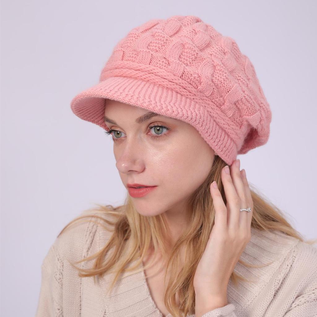 Fried Dough Twists Knit Hat Plush Thickened Warm Wool Hat Suitable for outdoor wind protection in autumn and winter