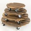 Wooden Flower Pot Tray Round Plant Rolling Board Outdoor Weatherproof Plant Pot Base with 360 Rotating Wheels for Indoor Outdoor Potted Plants