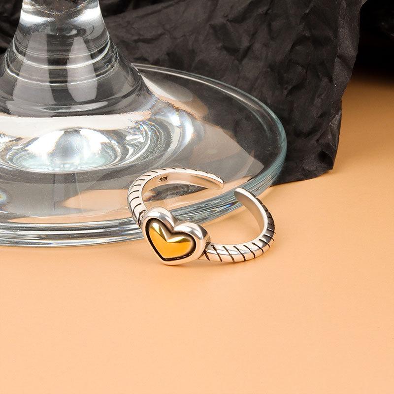 Ring Unique and Personalized Personalised Minimalist Love Heart Ring Female Sweet Cool Cold Wind Peach Heart Open Index Finger Ring Do Old Jewellery